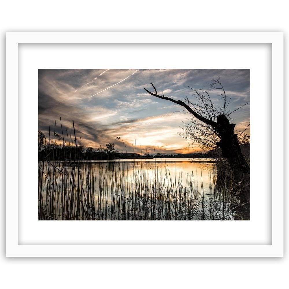 Glezna baltā rāmī - Lake At Dusk  Home Trends DECO