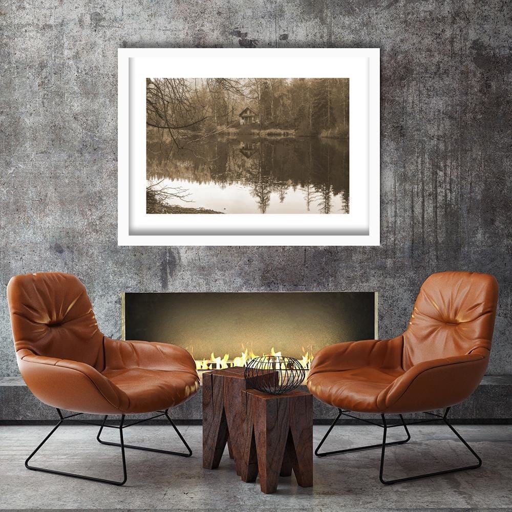 Glezna baltā rāmī - Lake House 1  Home Trends DECO