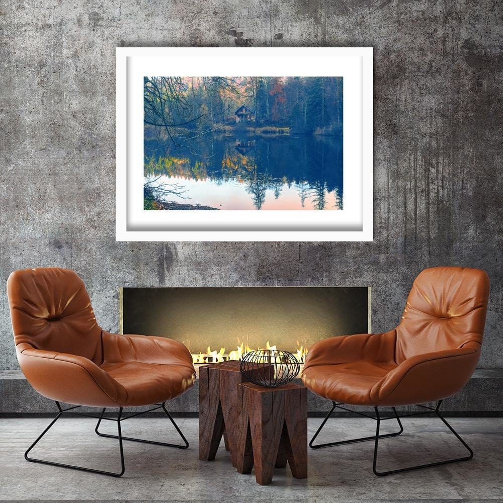 Glezna baltā rāmī - Lake House 4  Home Trends DECO
