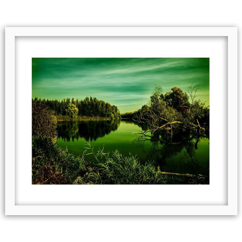 Glezna baltā rāmī - Lake In Green  Home Trends DECO