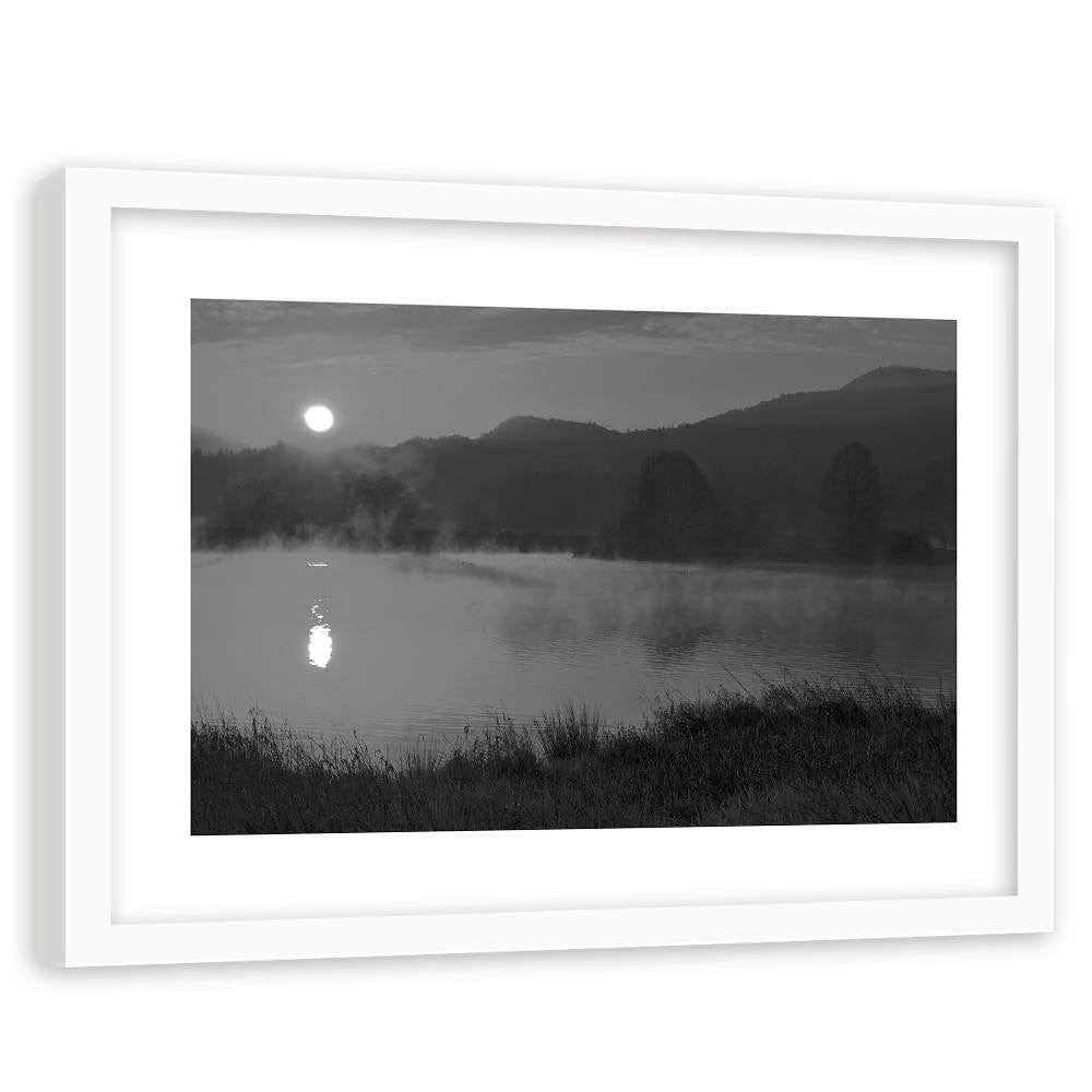 Glezna baltā rāmī - Lake In The Fog 2  Home Trends DECO