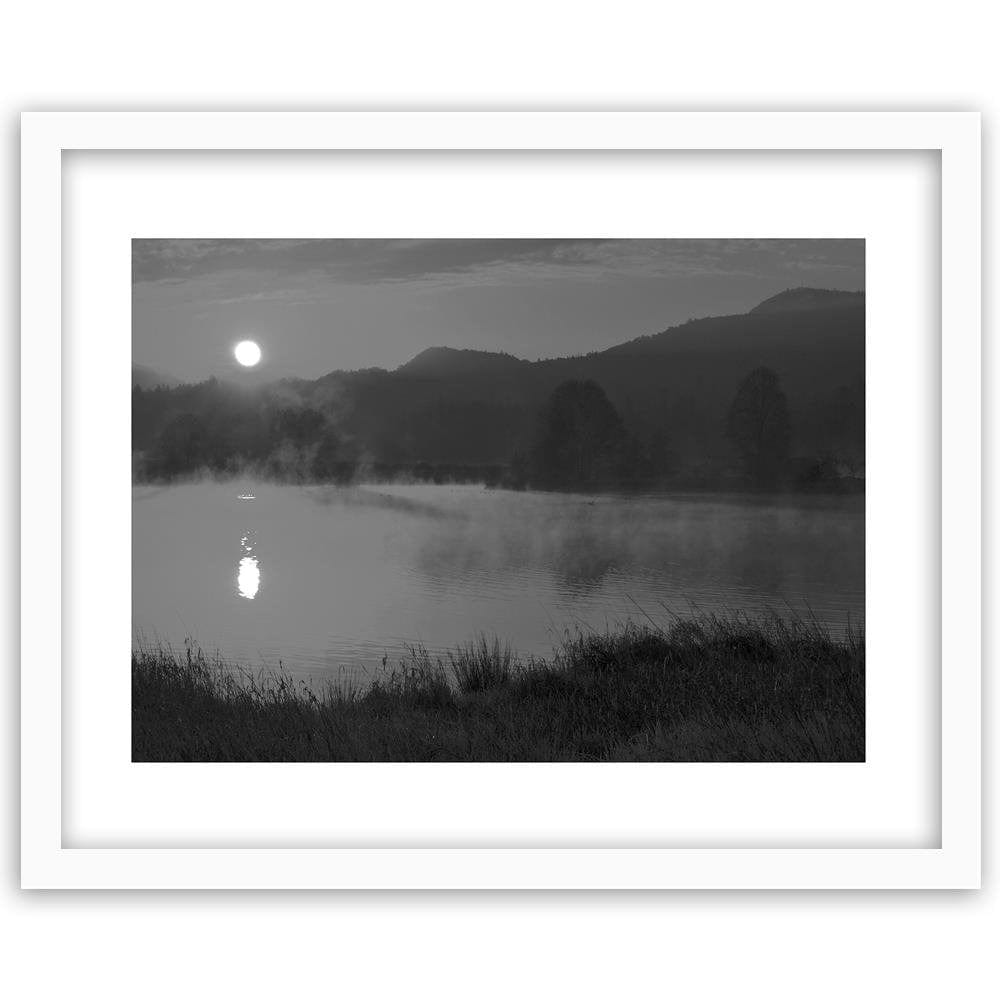 Glezna baltā rāmī - Lake In The Fog 2  Home Trends DECO