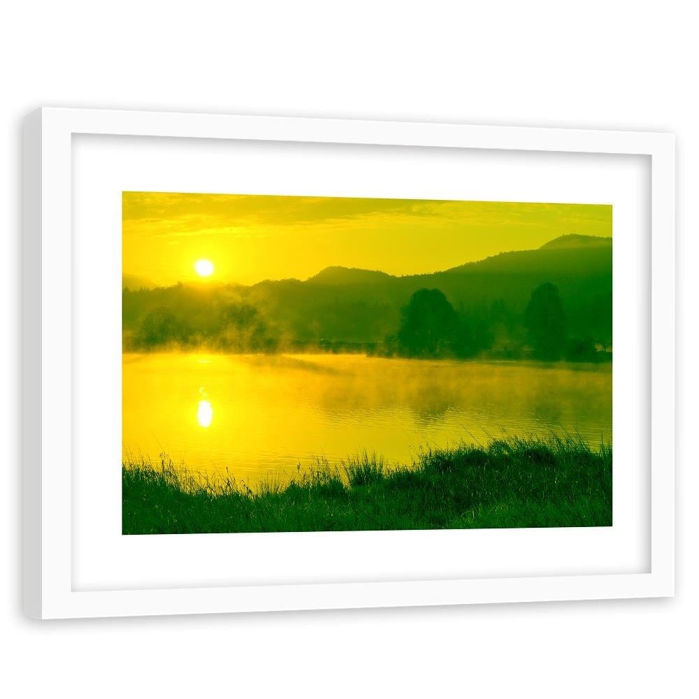 Glezna baltā rāmī - Lake In The Fog 3  Home Trends DECO