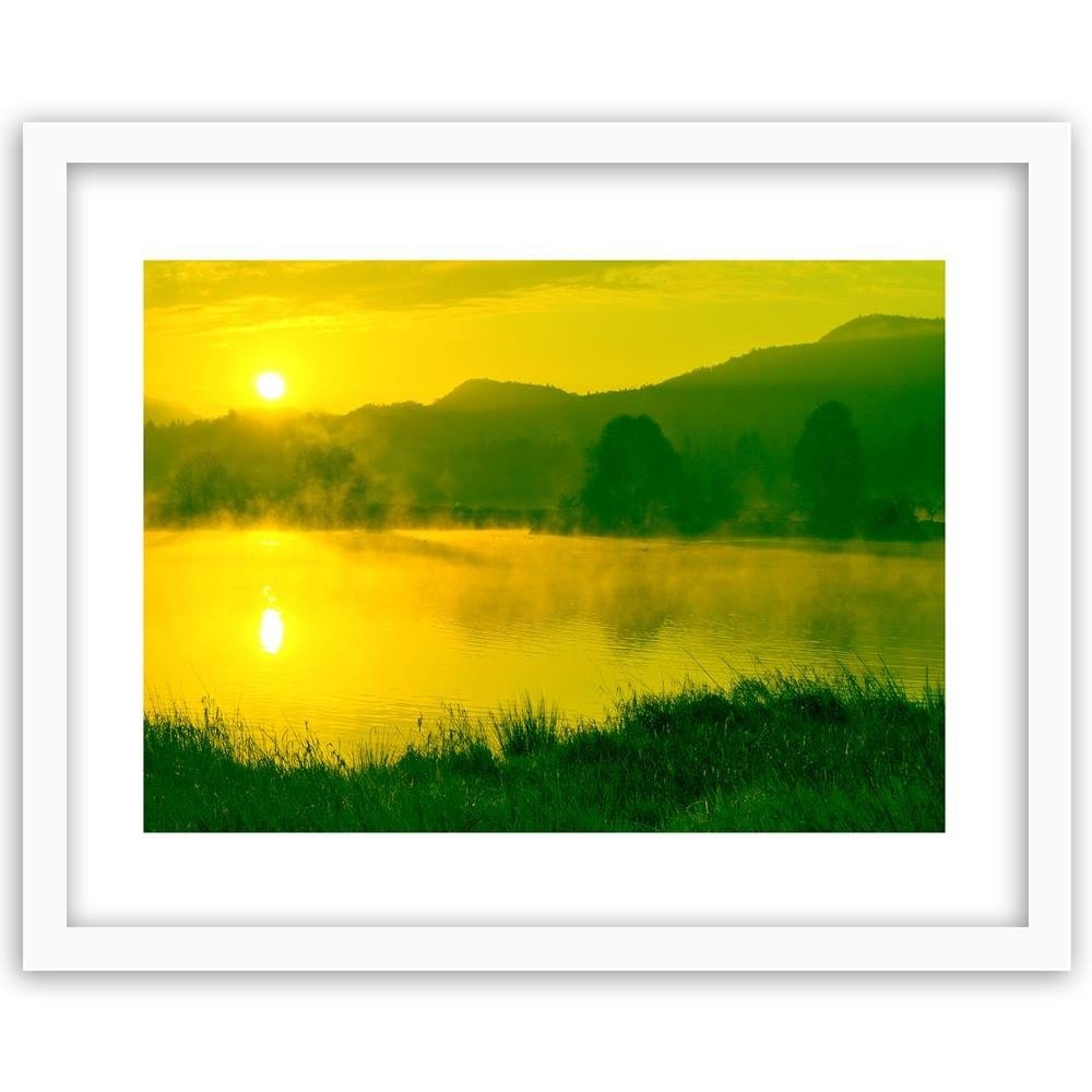 Glezna baltā rāmī - Lake In The Fog 3  Home Trends DECO