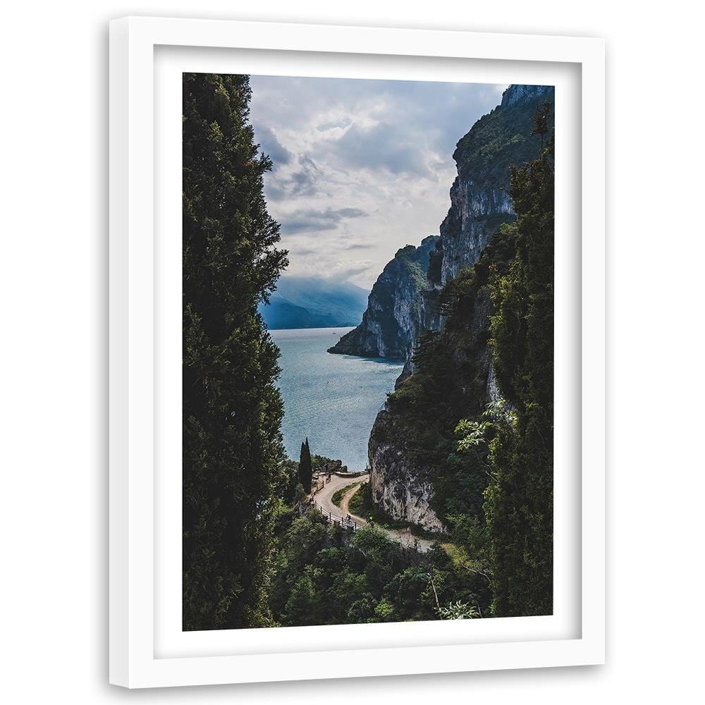 Glezna baltā rāmī - Lake In The Mountains  Home Trends DECO
