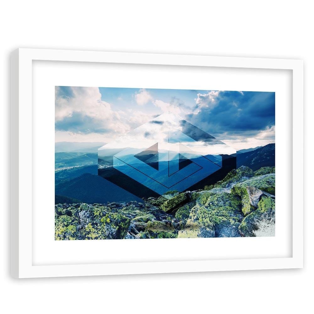 Glezna baltā rāmī - Landscape With Geometric Figure 1  Home Trends DECO