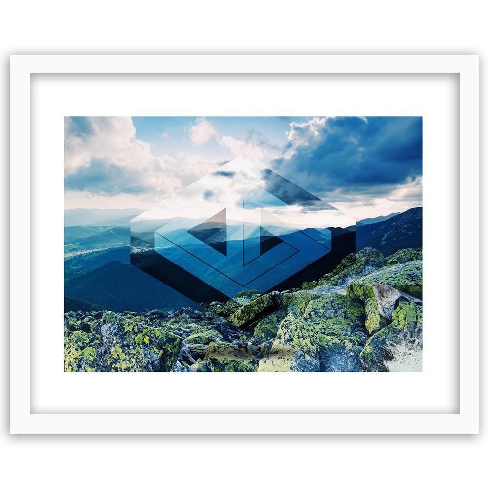 Glezna baltā rāmī - Landscape With Geometric Figure 1  Home Trends DECO