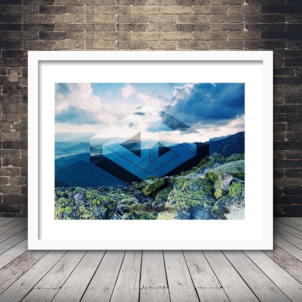 Glezna baltā rāmī - Landscape With Geometric Figure 1  Home Trends DECO