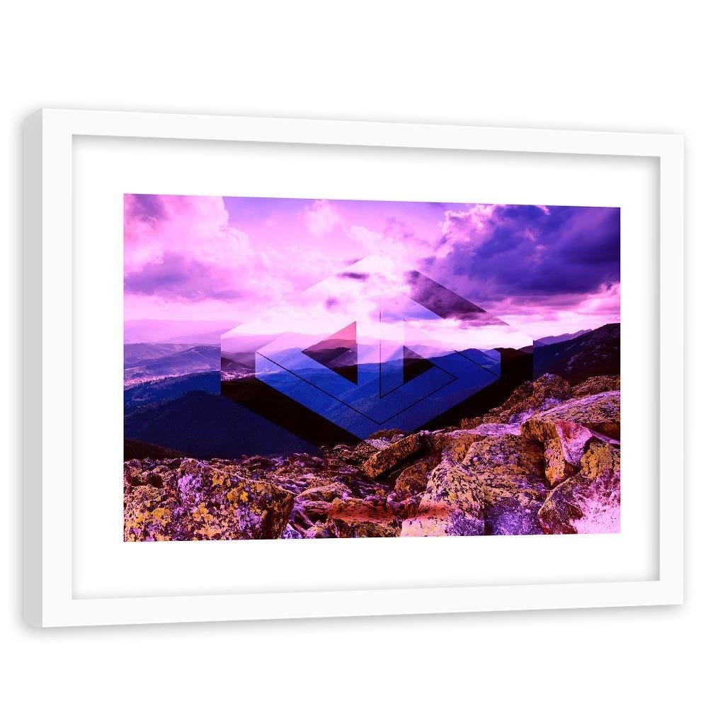 Glezna baltā rāmī - Landscape With Geometric Figure 2  Home Trends DECO