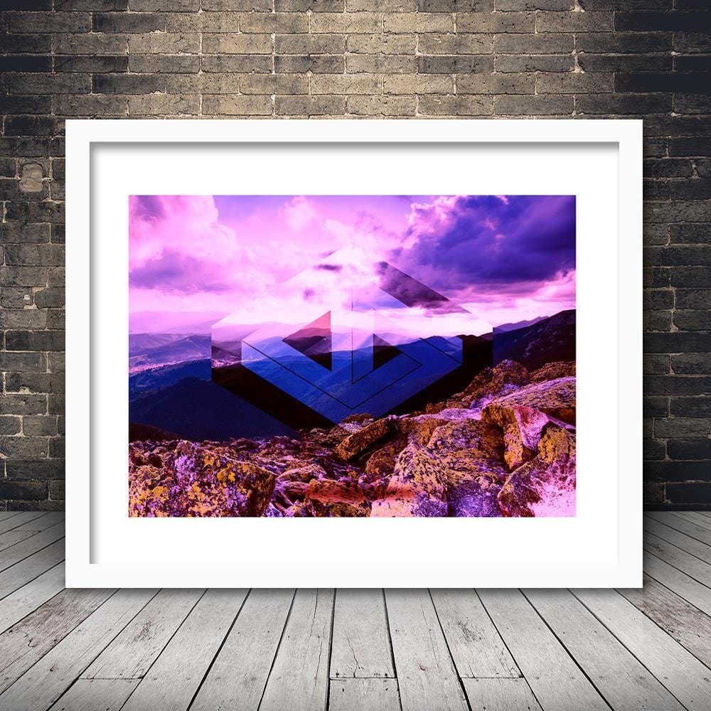 Glezna baltā rāmī - Landscape With Geometric Figure 2  Home Trends DECO