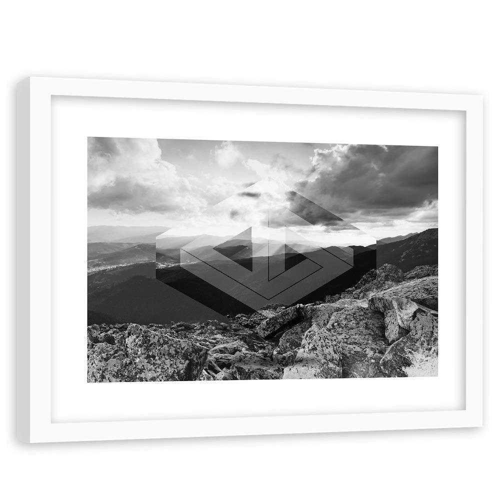 Glezna baltā rāmī - Landscape With Geometric Figure 3  Home Trends DECO