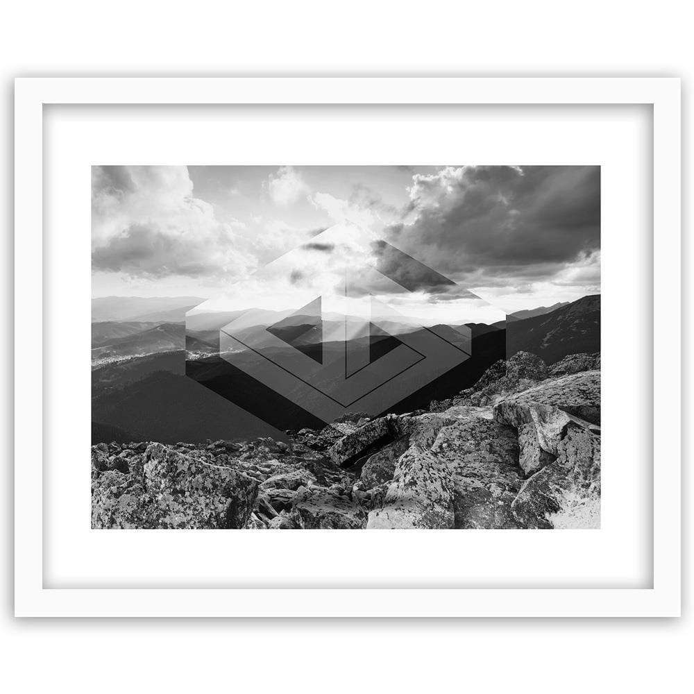 Glezna baltā rāmī - Landscape With Geometric Figure 3  Home Trends DECO