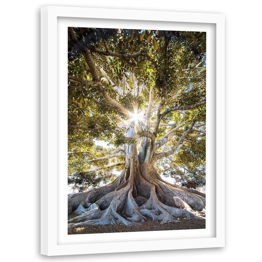Glezna baltā rāmī - Large Exotic Tree  Home Trends DECO