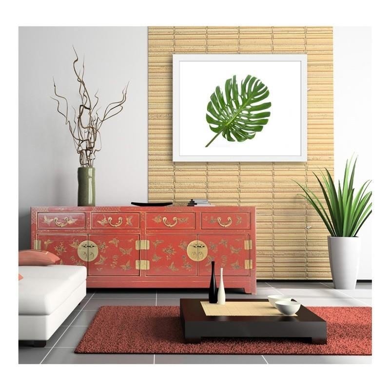 Glezna baltā rāmī - Large leaf  Home Trends DECO