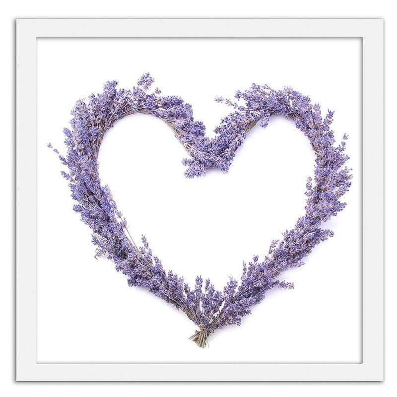 Glezna baltā rāmī - Lavender heart  Home Trends DECO