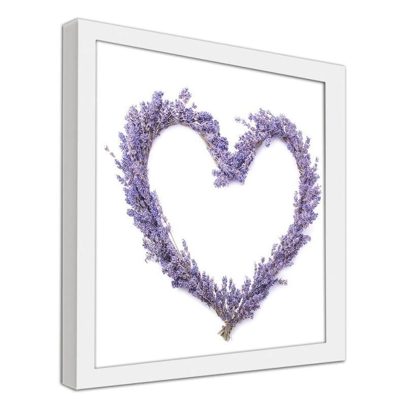 Glezna baltā rāmī - Lavender heart  Home Trends DECO