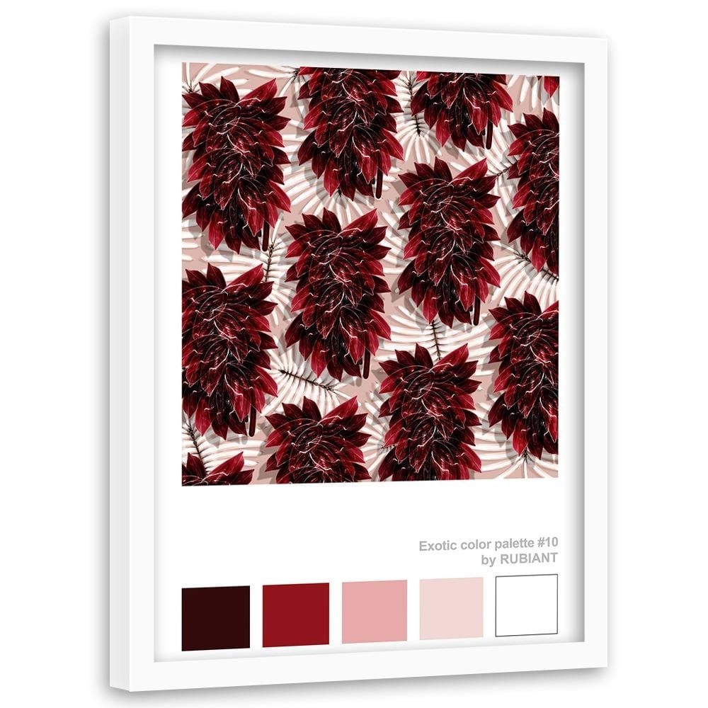 Glezna baltā rāmī - Leaves Exotic Red  Home Trends DECO