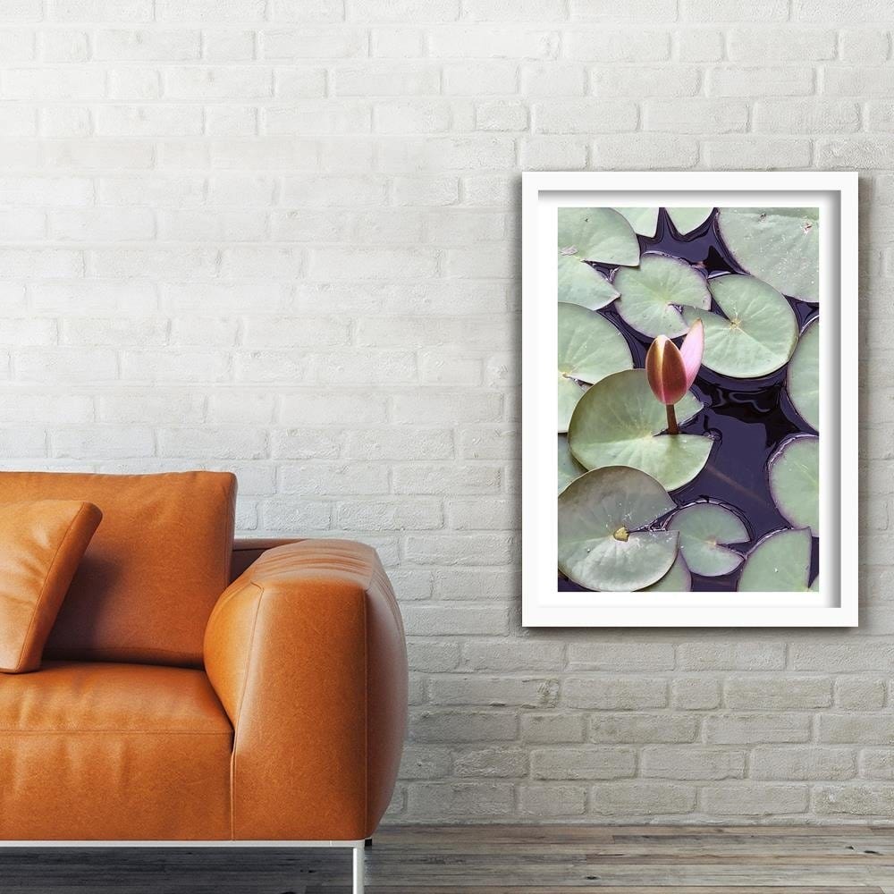 Glezna baltā rāmī - Leaves Of Water Lilies  Home Trends DECO