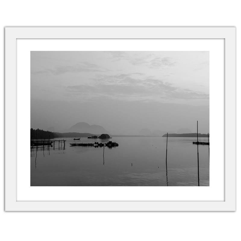 Glezna baltā rāmī - Life of fishermen 2  Home Trends DECO