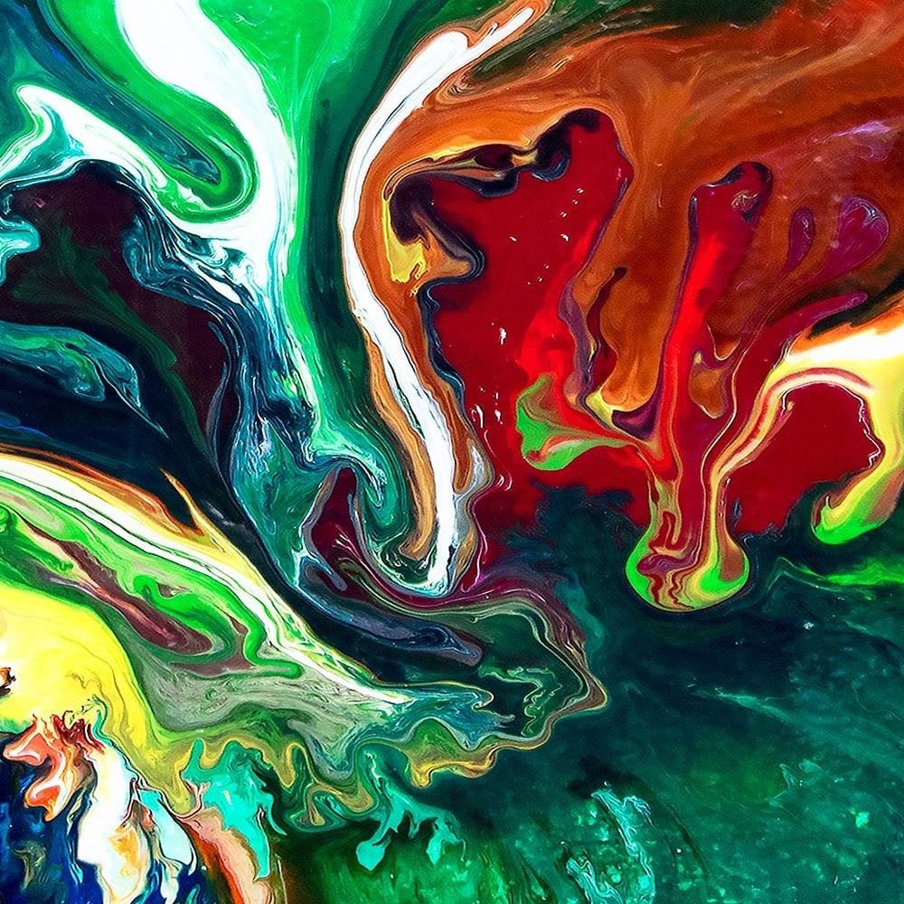 Glezna baltā rāmī - Liquid Abstraction  Home Trends DECO