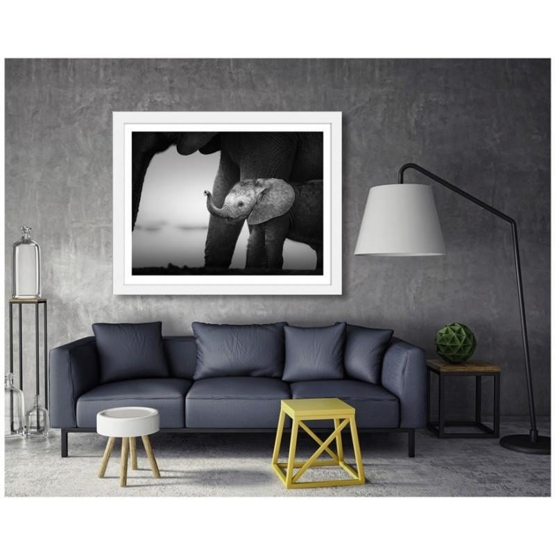 Glezna baltā rāmī - Little elephant 2  Home Trends DECO