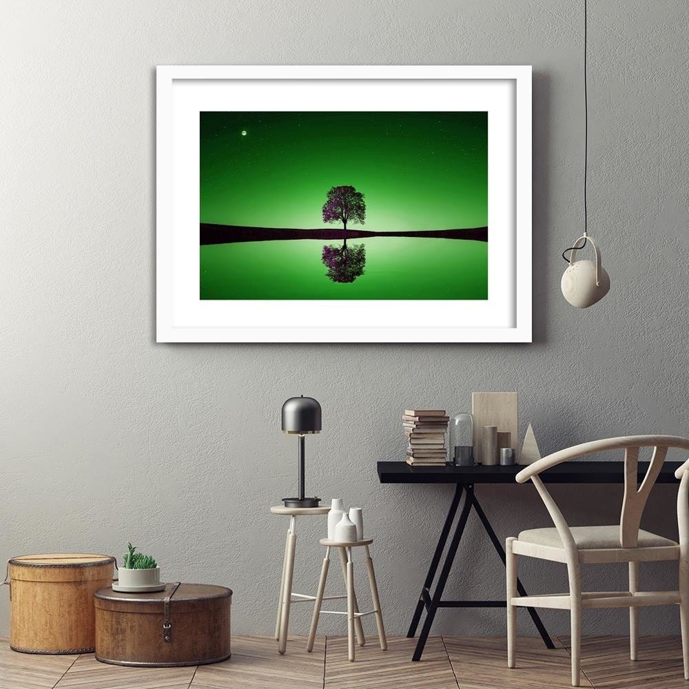 Glezna baltā rāmī - Lone Tree  Home Trends DECO