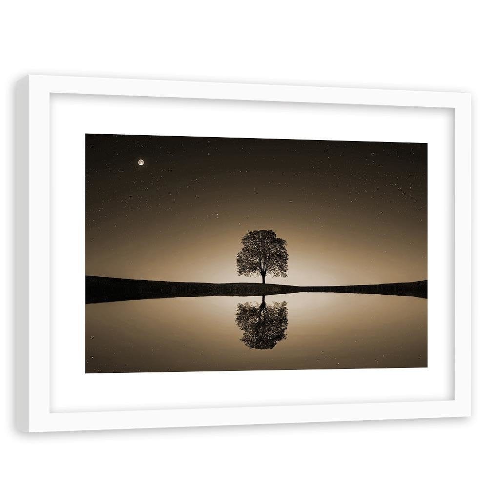 Glezna baltā rāmī - Lonely Tree 1  Home Trends DECO