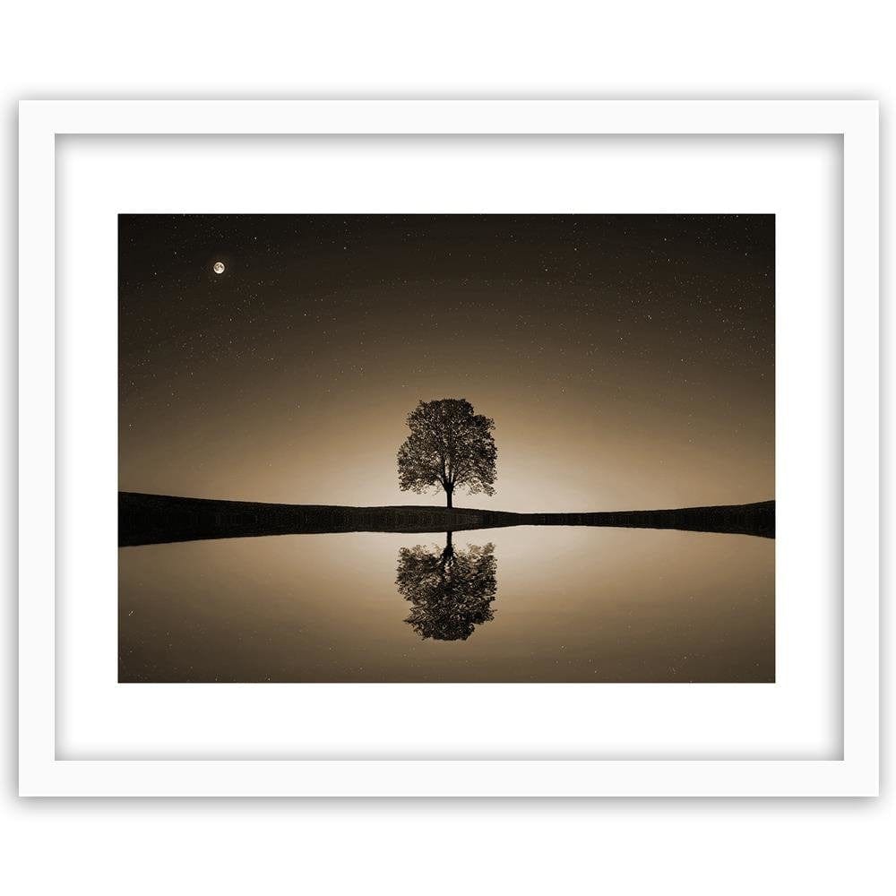 Glezna baltā rāmī - Lonely Tree 1  Home Trends DECO