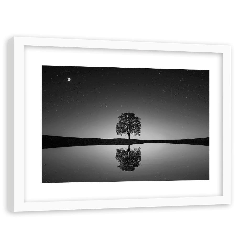 Glezna baltā rāmī - Lonely Tree 2  Home Trends DECO