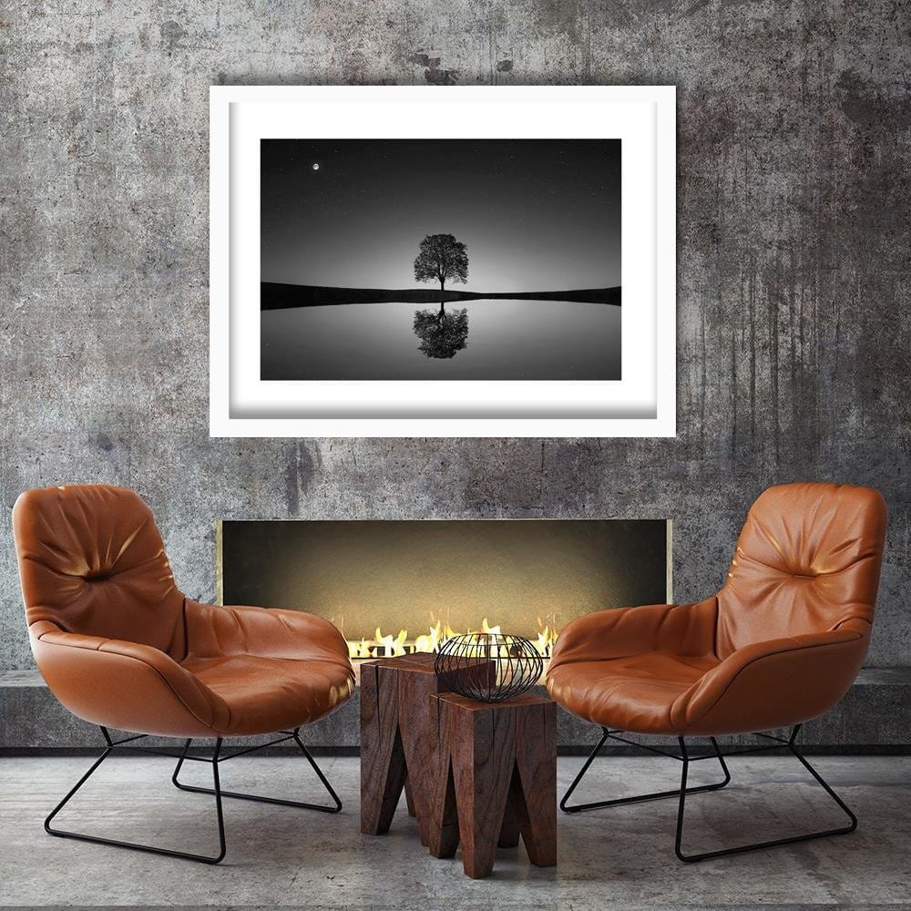 Glezna baltā rāmī - Lonely Tree 2  Home Trends DECO
