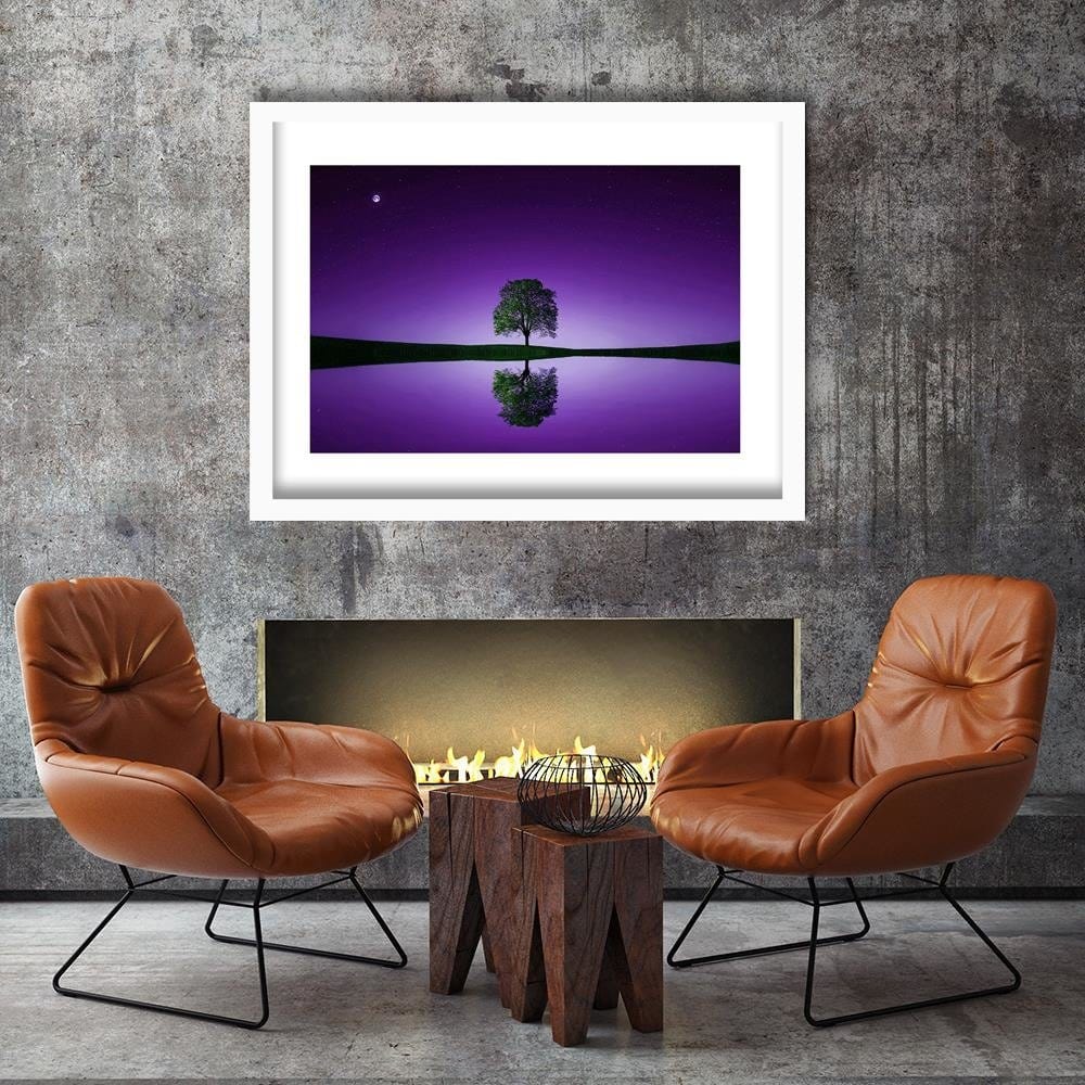 Glezna baltā rāmī - Lonely Tree 3  Home Trends DECO