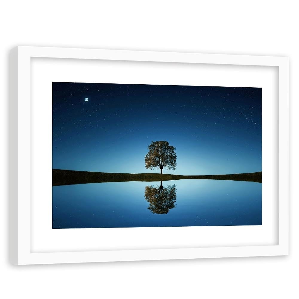 Glezna baltā rāmī - Lonely Tree 4  Home Trends DECO