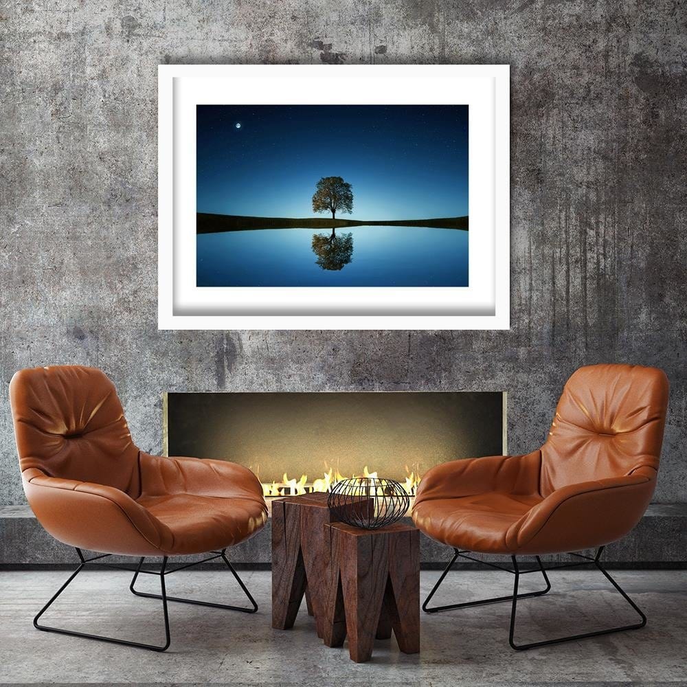 Glezna baltā rāmī - Lonely Tree 4  Home Trends DECO