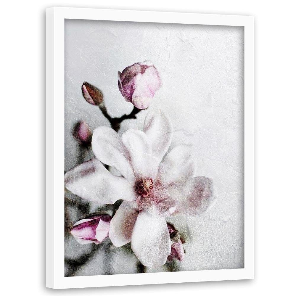 Glezna baltā rāmī - Magnolia Flower  Home Trends DECO