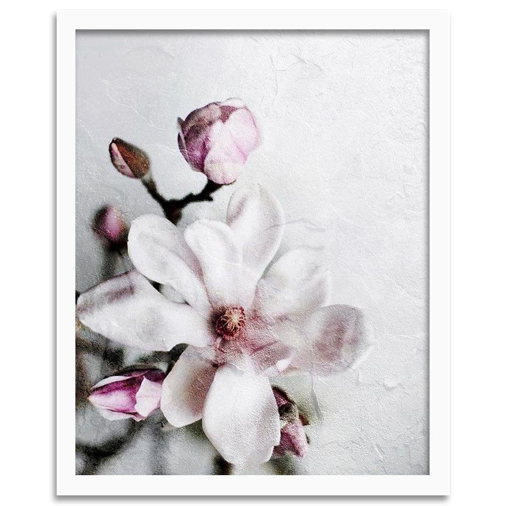 Glezna baltā rāmī - Magnolia Flower  Home Trends DECO