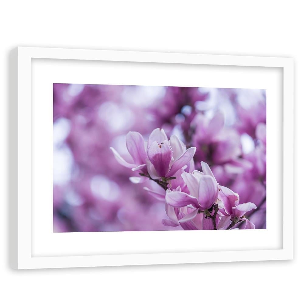Glezna baltā rāmī - Magnolia Flowers  Home Trends DECO