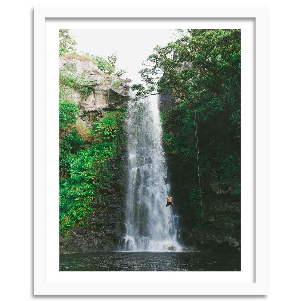 Glezna baltā rāmī - Man Jumping From A Waterfall  Home Trends DECO