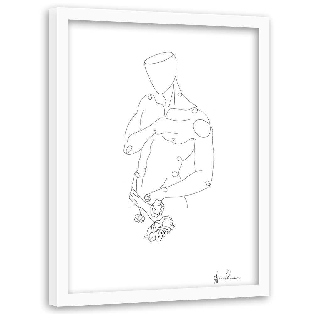 Glezna baltā rāmī - Man's Figure Of Minimalism  Home Trends DECO
