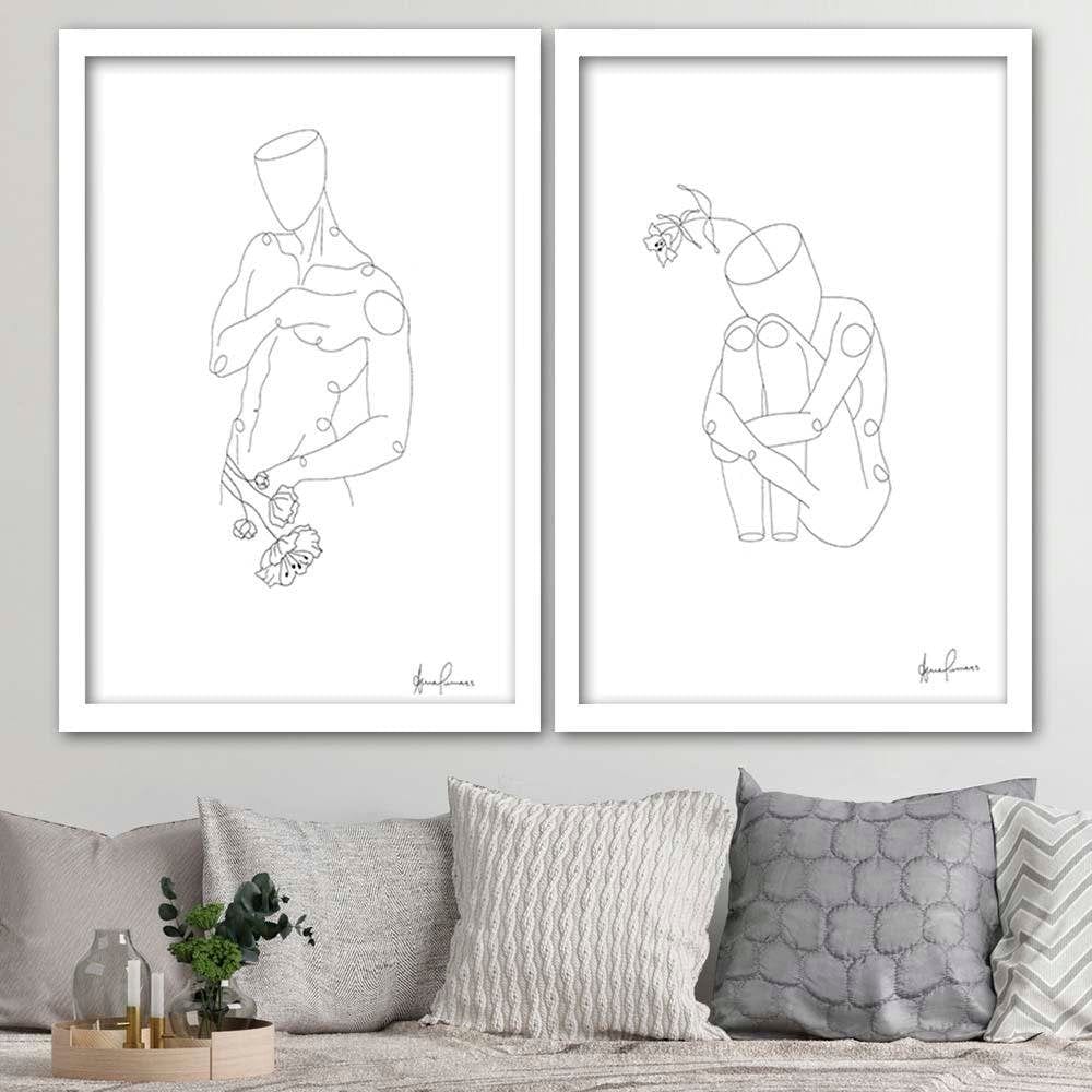 Glezna baltā rāmī - Man's Figure Of Minimalism  Home Trends DECO