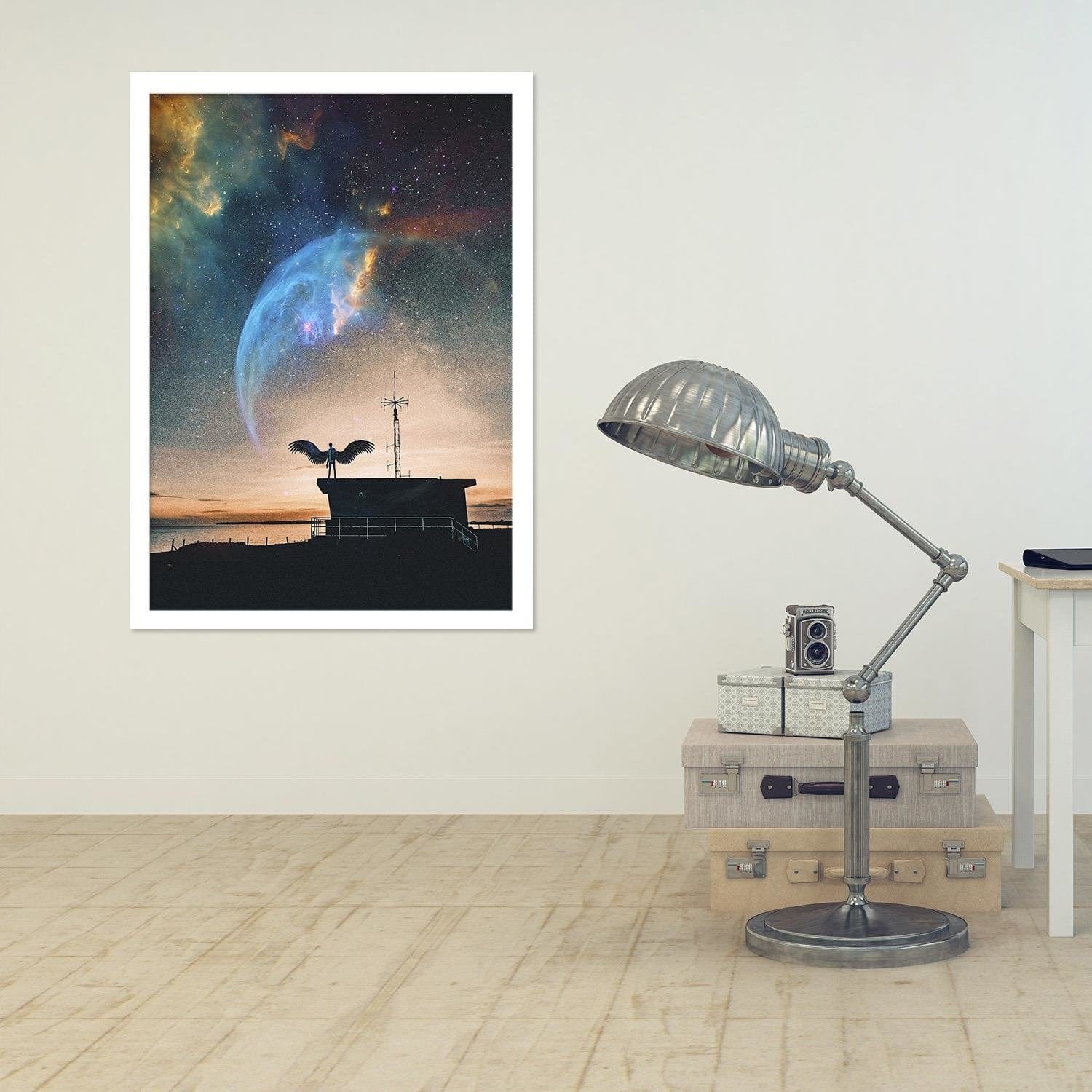 Glezna baltā rāmī - Man With Wings And Sky  Home Trends DECO