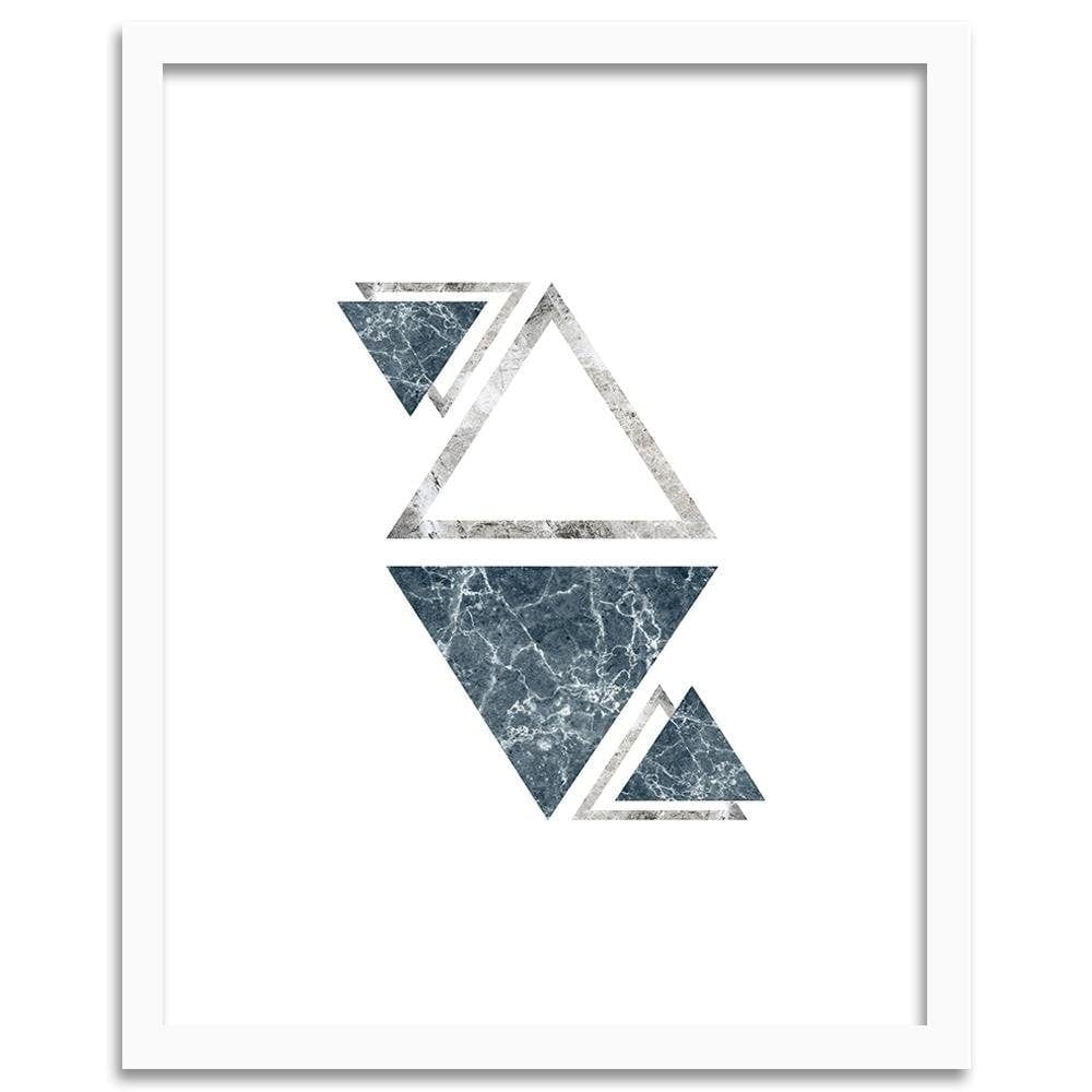 Glezna baltā rāmī - Marble Triangles - Abstraction  Home Trends DECO
