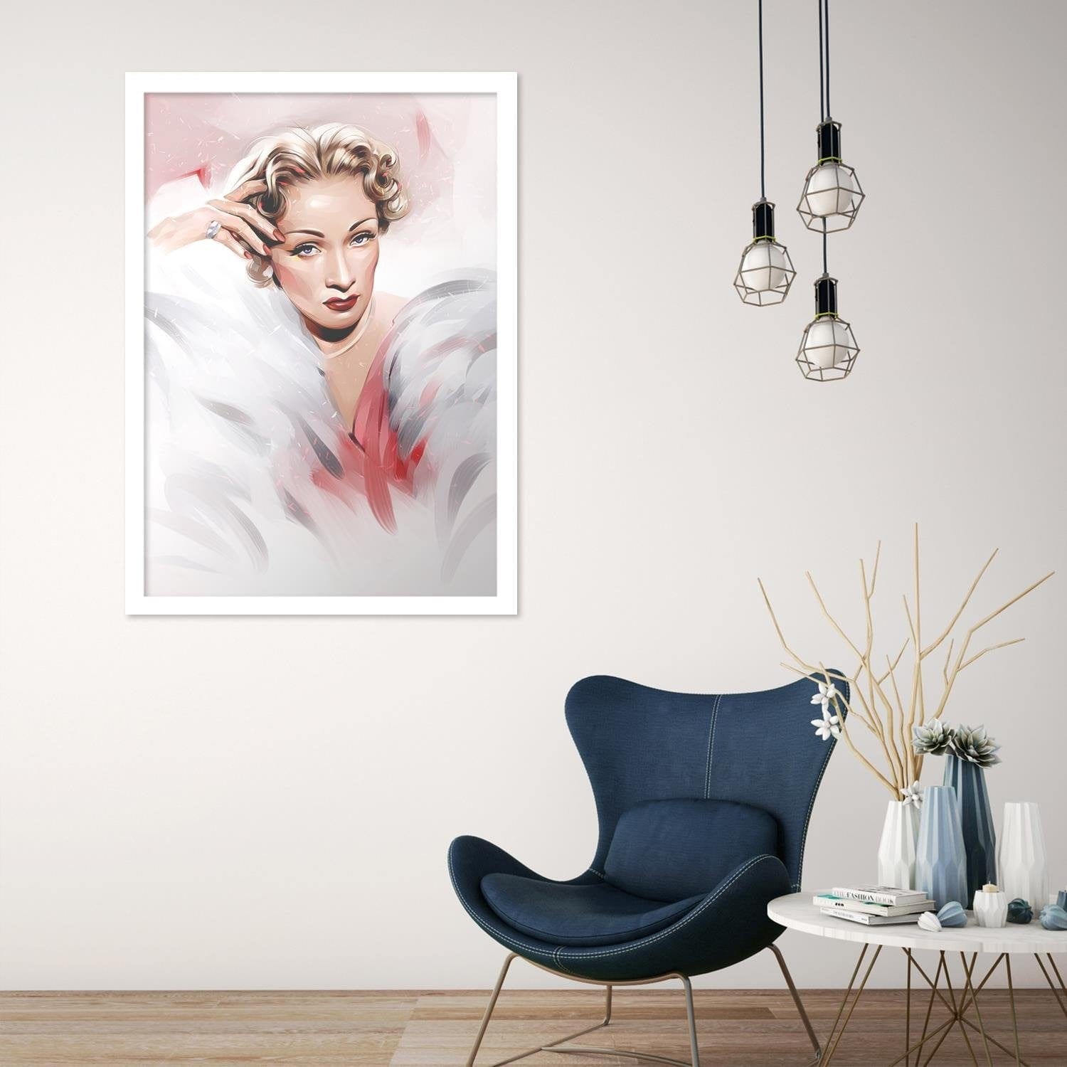 Glezna baltā rāmī - Marlene Dietrich  Home Trends DECO