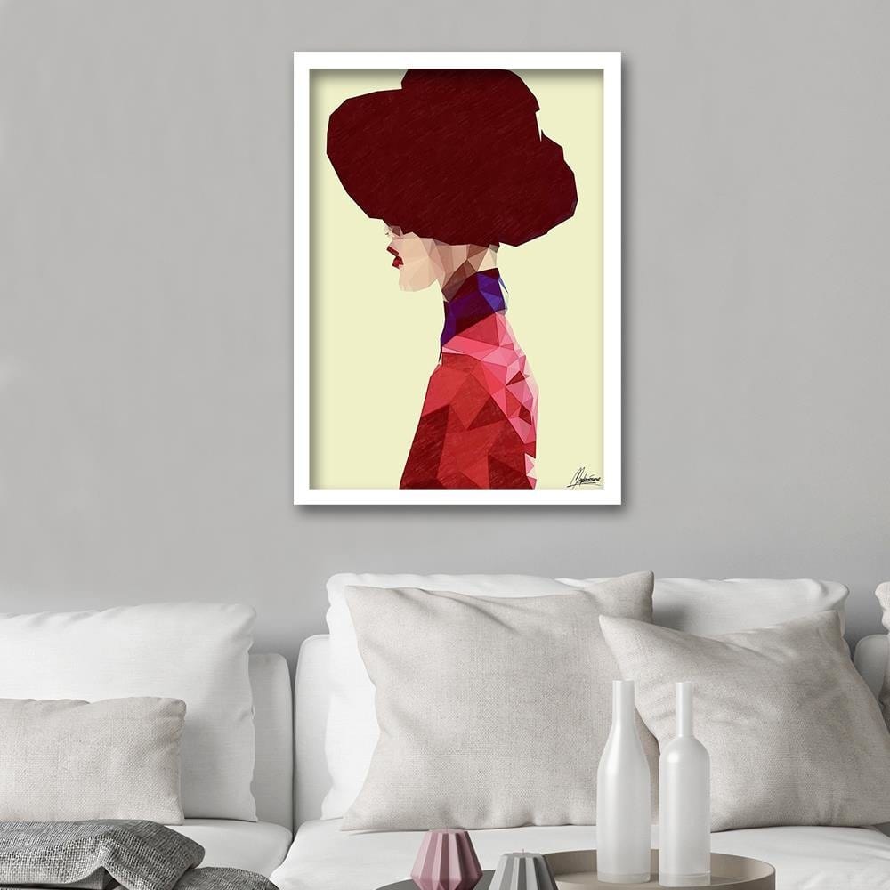 Glezna baltā rāmī - Maroon Hat  Home Trends DECO
