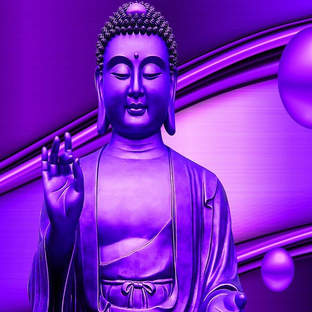 Glezna baltā rāmī - Meditator Buddha On An Abstract Background  Home Trends DECO