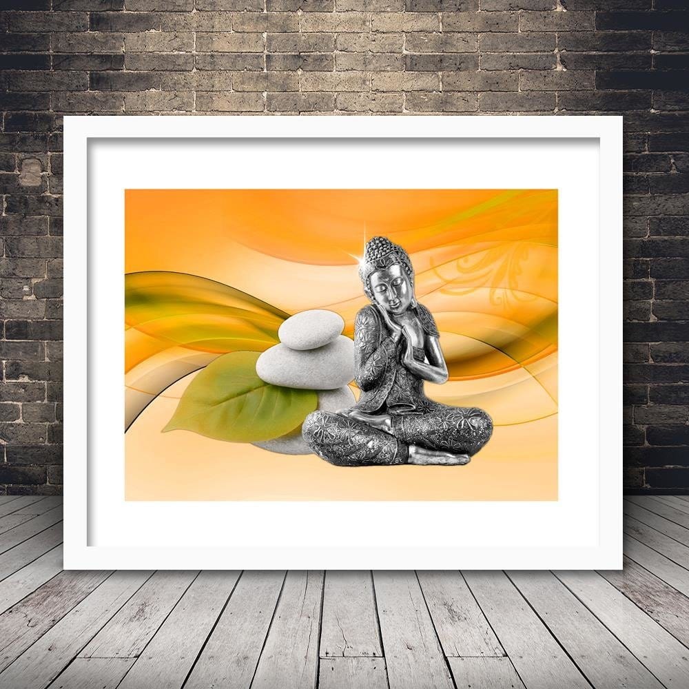 Glezna baltā rāmī - Metal Buddha  Home Trends DECO