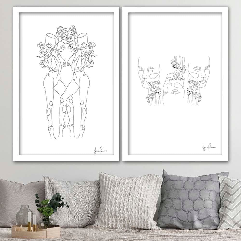 Glezna baltā rāmī - Minimalism Faces  Home Trends DECO