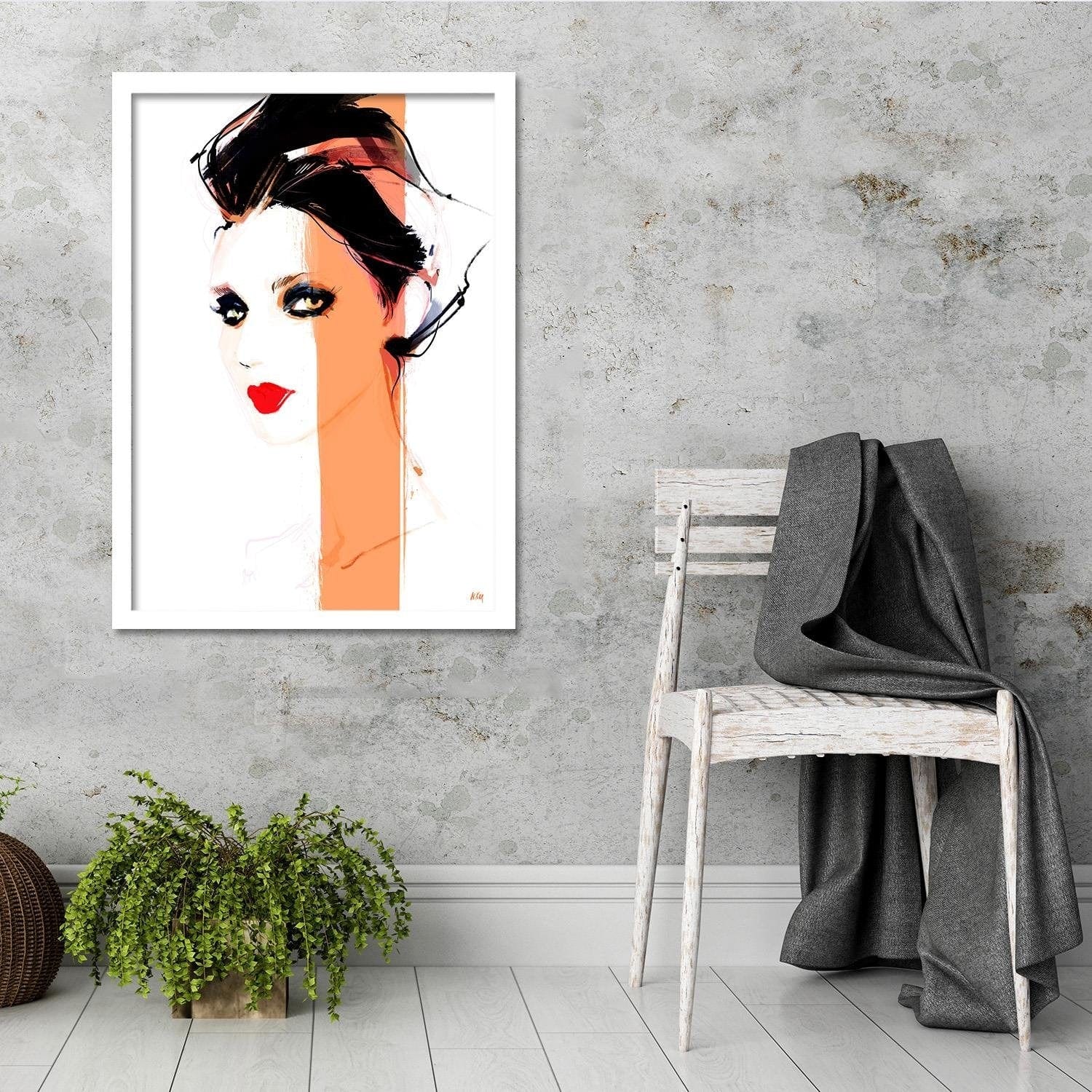 Glezna baltā rāmī - Minimalist Portrait  Home Trends DECO
