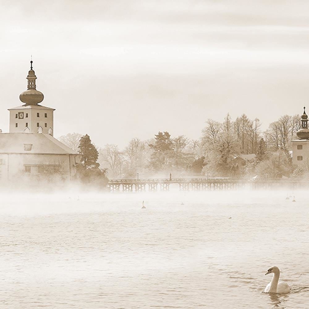 Glezna baltā rāmī - Misty Lake 1  Home Trends DECO