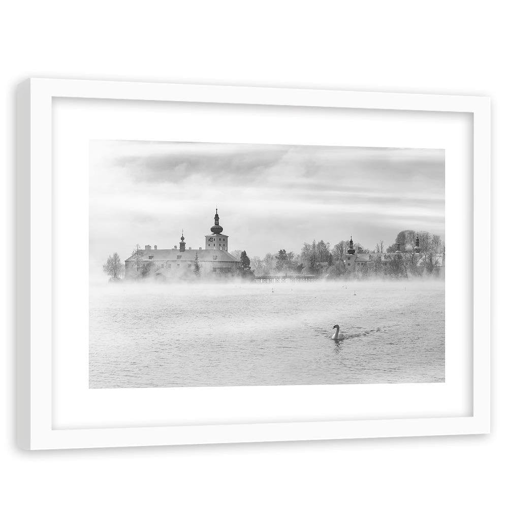 Glezna baltā rāmī - Misty Lake 2  Home Trends DECO