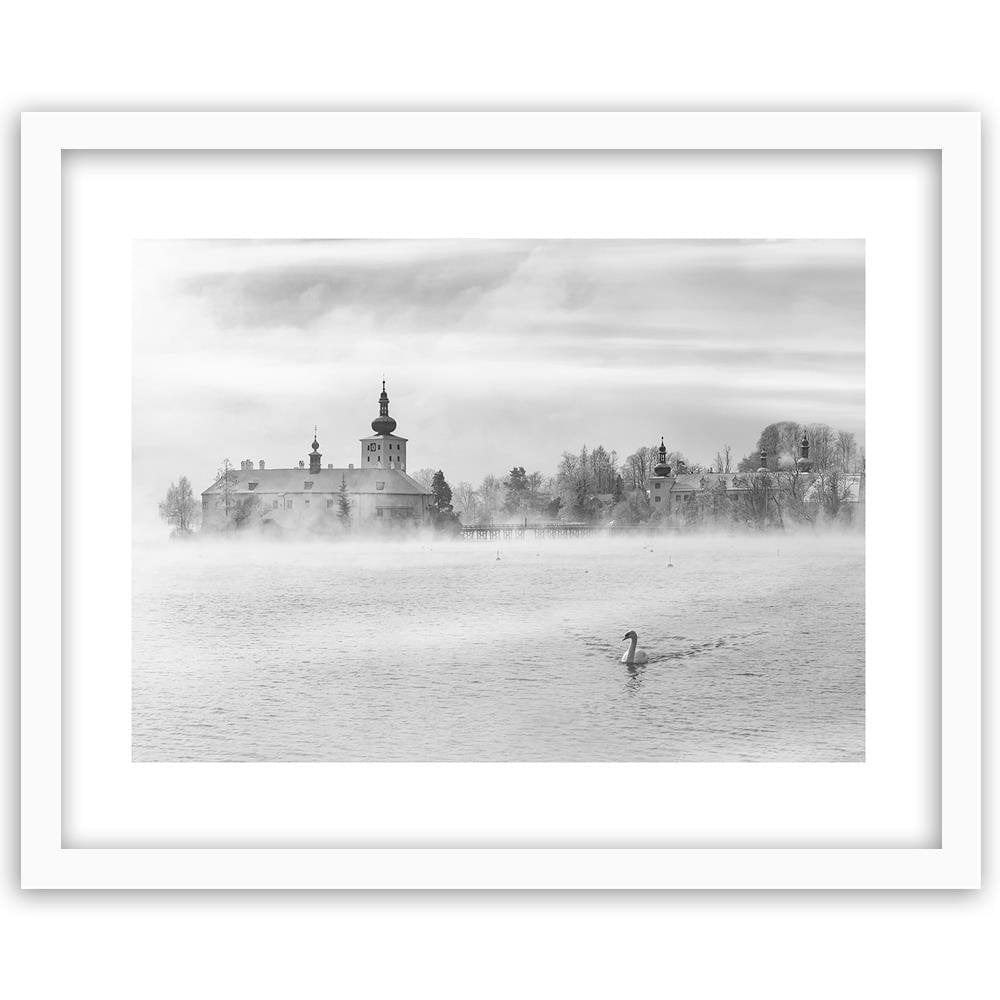 Glezna baltā rāmī - Misty Lake 2  Home Trends DECO